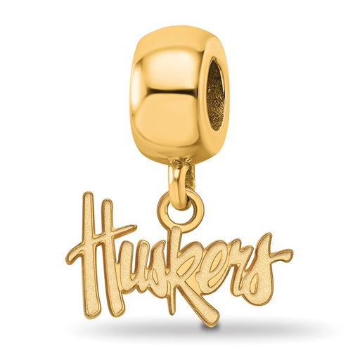 Sterling Silver Gold-plated LogoArt University of Nebraska Huskers Extra Small Dangle Bead Charm