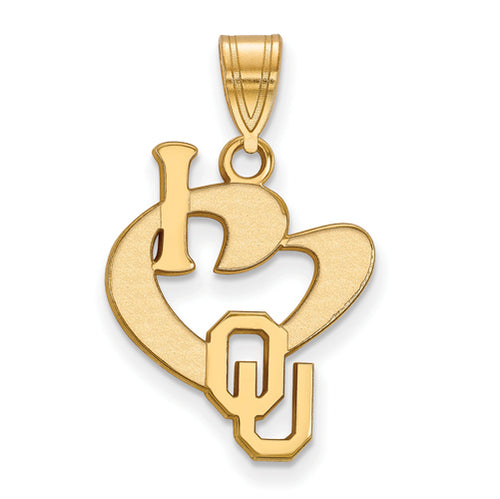 SS w/GP University of Oklahoma Large I Love Logo Pendant