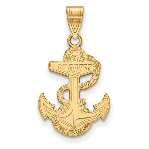 14ky Navy Anchor Large Pendant