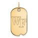 The 10k Gold LogoArt Wake Forest University W-F Small Dog Tag Pendant features engraved “WF” initials and a top loop for attaching to a chain.