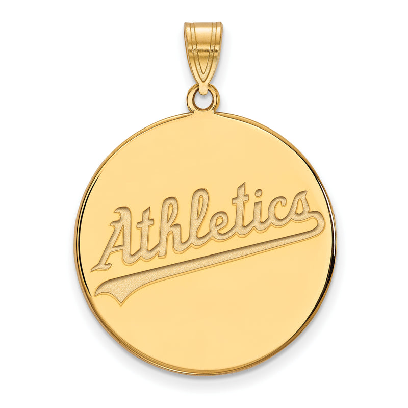 10k Gold MLB LogoArt Oakland Athletics Script Extra Large Disc Pendant