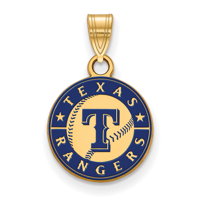 SS w/GP MLB LogoArt Texas Rangers Letter T Baseball Small Enameled Pendant