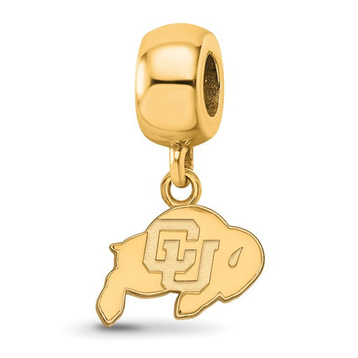 Sterling Silver Gold-plated LogoArt University of Colorado Buffalo Extra Small Dangle Bead Charm