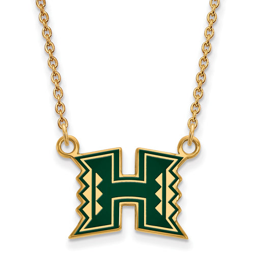 SS w/GP The U of Hawaii Sm Enamel Pendant w/necklace