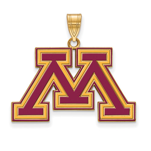 SS w/GP University of Minnesota Large Enamel Pendant