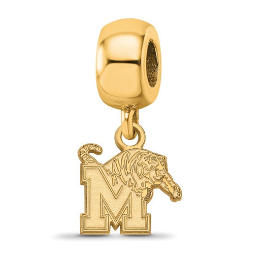 Sterling Silver Gold-plated LogoArt University of Memphis Extra Small Dangle Bead Charm