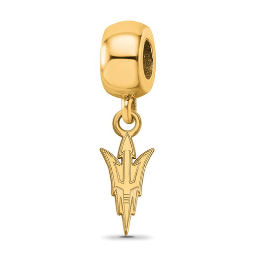 Sterling Silver Gold-plated LogoArt Arizona State University Pitchfork Small Dangle Bead Charm
