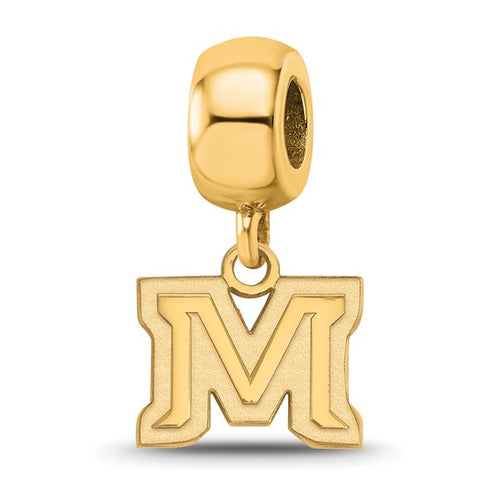 SS w/GP Montana State University Letter M XS Dangle Bead Charm
