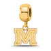 Sterling Silver Gold-plated LogoArt Montana State University Letter M Extra Small Dangle Bead Charm