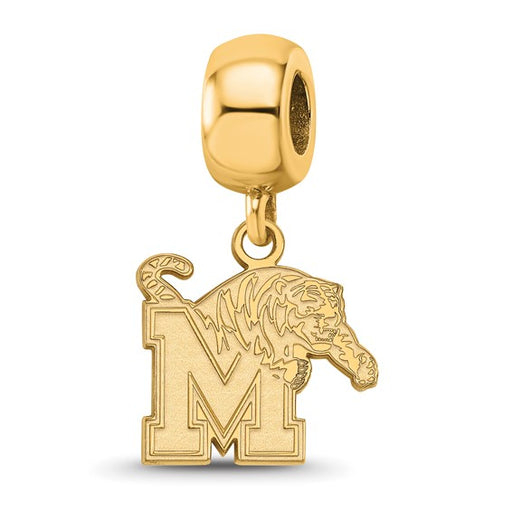 Sterling Silver Gold-plated LogoArt University of Memphis Small Dangle Bead Charm