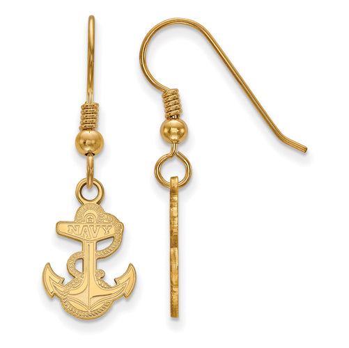 SS w/GP Navy Anchor Small Dangle Earrings