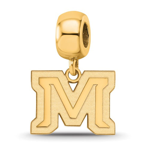 SS w/GP Montana State University Letter M Small Dangle Bead Charm