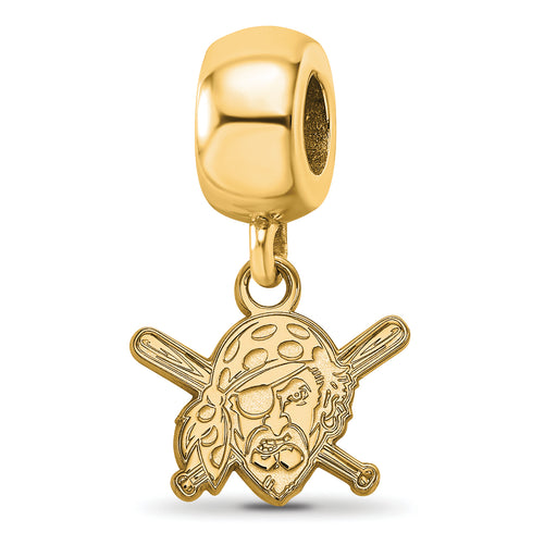 Sterling Silver Gold-plated MLB LogoArt Pittsburgh Pirates Buccaneer Extra Small Dangle Bead