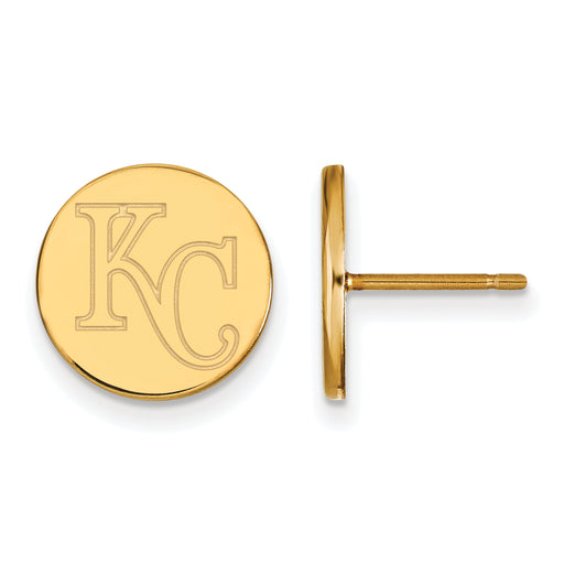 Sterling Silver Gold-plated MLB LogoArt Kansas City Royals Small Disc Post Earrings