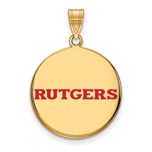SS w/GP Rutgers Large Enamel Disc Pendant