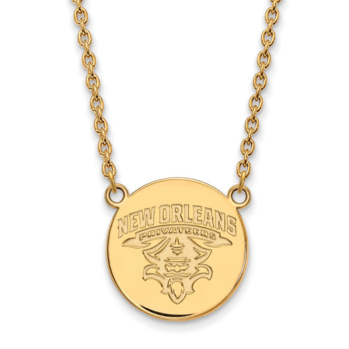 SS w/GP University of New Orleans Large Disc Pendant