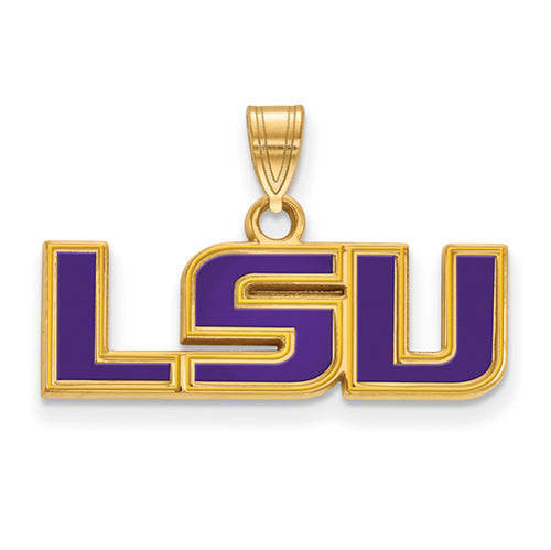 SS w/GP Louisiana State University Small Enamel Pendant