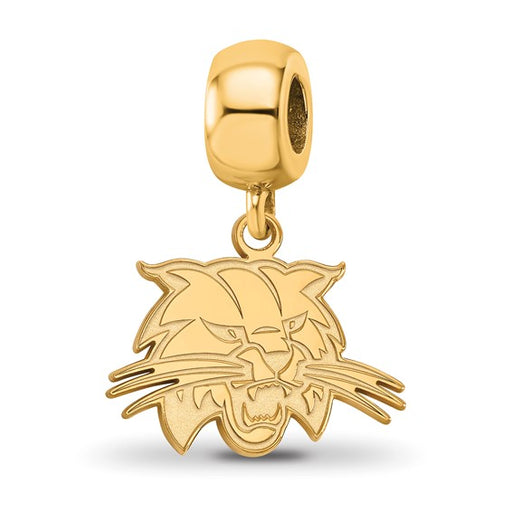 Sterling Silver Gold-plated LogoArt Ohio University Bobcat Small Dangle Bead Charm