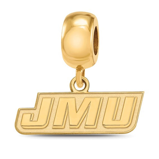Sterling Silver Gold-plated LogoArt James Madison University J-M-U Extra Small Dangle Bead Charm