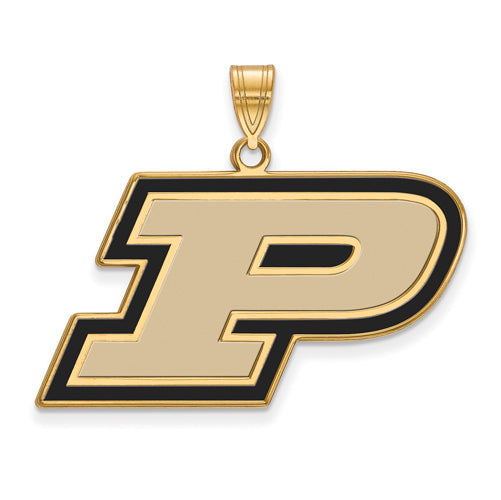 SS w/GP Purdue Large Letter P Enamel Pendant