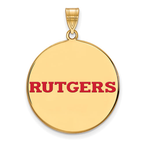 SS w/GP Rutgers XL Enamel Disc Pendant