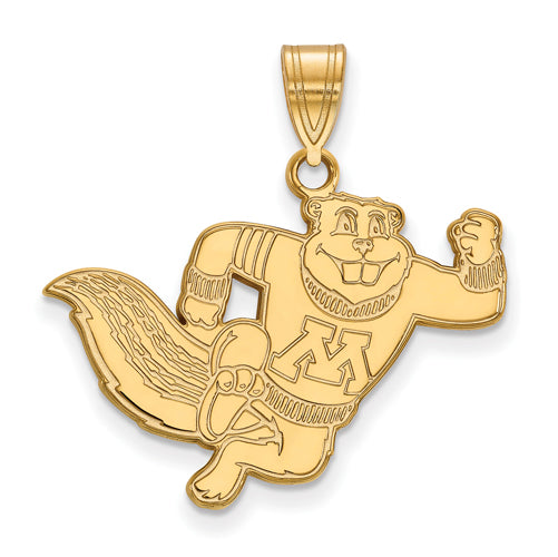 SS w/GP University of Minnesota Large Right Goldy Gopher Pendant