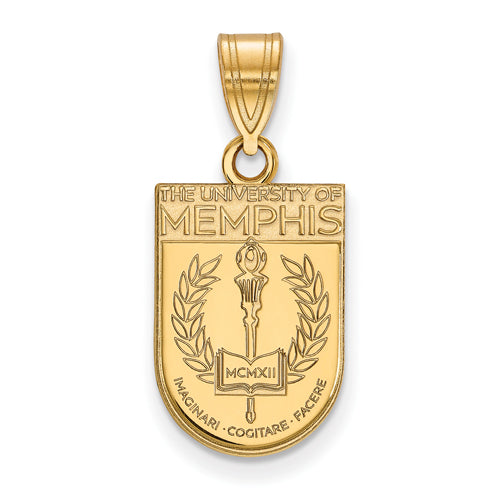 SS w/GP University of Memphis Medium Crest Pendant