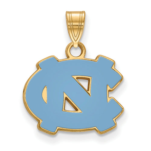 SS w/GP University of North Carolina Small NC Logo Enamel Pendant