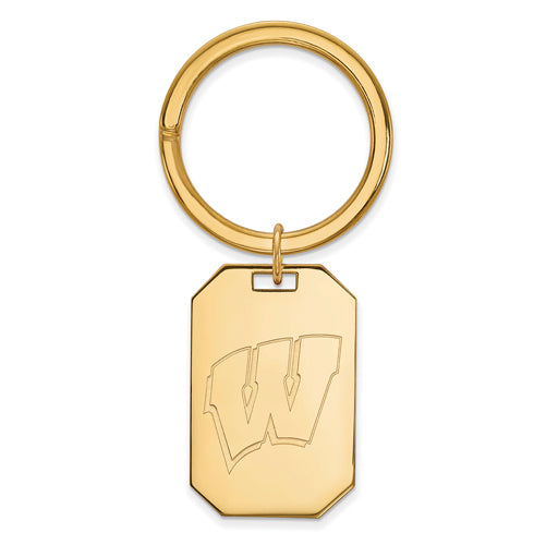 SS w/GP University of Wisconsin Letter W Key Chain