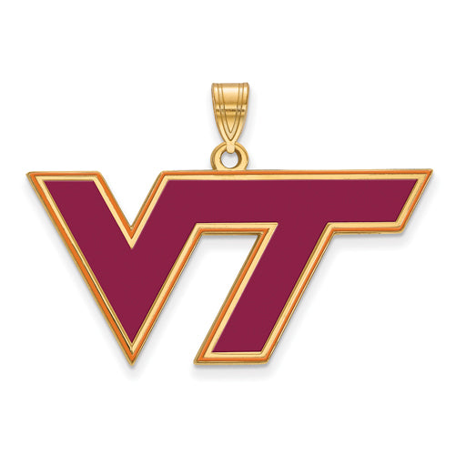 SS w/GP Virginia Tech Large Enamel VT Logo Pendant