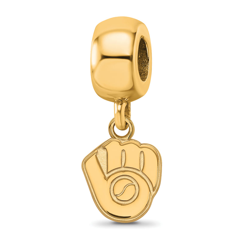 SS w/GP MLB LogoArt Milwaukee Brewers Baseball Glove Extra Small Dangle Bead