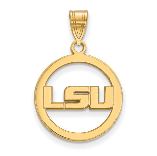 SS w/GP Louisiana State University Med Pendant in Circle