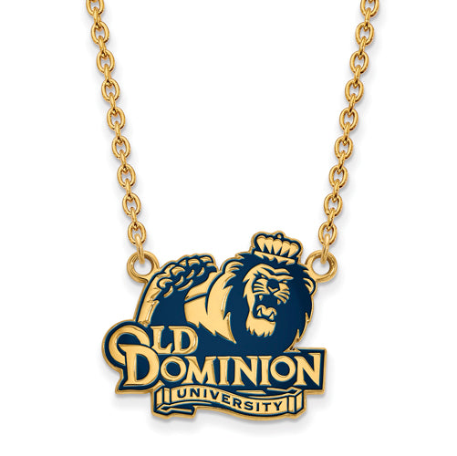 SS w/GP Old Dominion U Logo Large Enamel Pendant w/Necklace