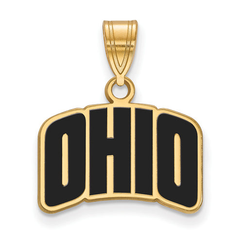 SS w/GP Ohio University Small Enamel "OHIO" Pendant