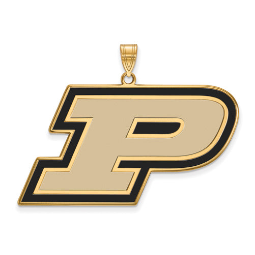 SS w/GP Purdue XL Letter P Enamel Pendant