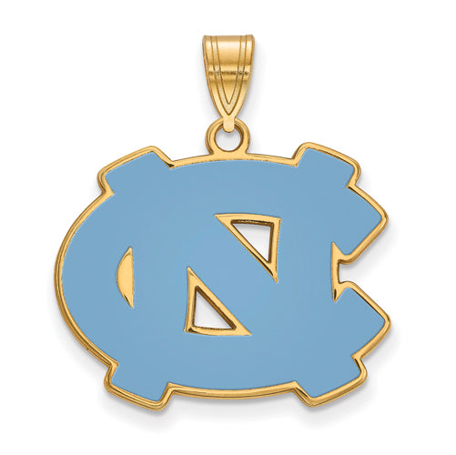 SS w/GP University of North Carolina Large NC Logo Enamel Pendant