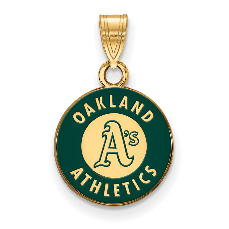 SS w/GP MLB LogoArt Oakland Athletics Circle Small Enameled Pendant