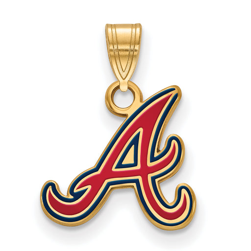 Sterling Silver Gold-plated MLB LogoArt Atlanta Braves Letter A Small Enameled Pendant