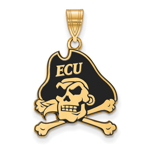SS w/GP East Carolina University Large Enamel Pendant /w ECU