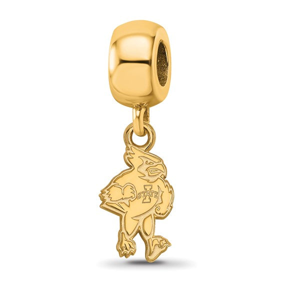SS w/GP Iowa State University Cardinal Small Dangle Bead Charm