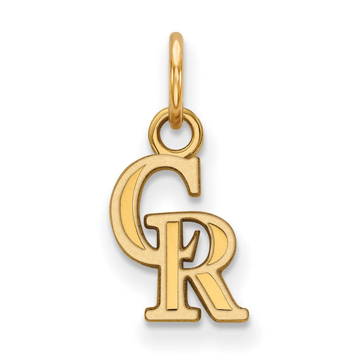 Sterling Silver Gold-plated MLB LogoArt Colorado Rockies C-R Extra Small Pendant