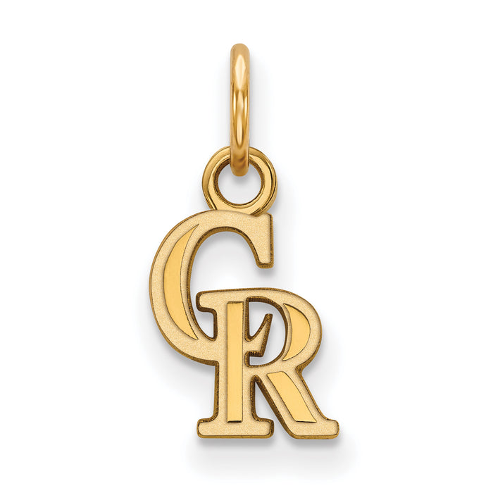 Sterling Silver Gold-plated MLB LogoArt Colorado Rockies C-R Extra Small Pendant