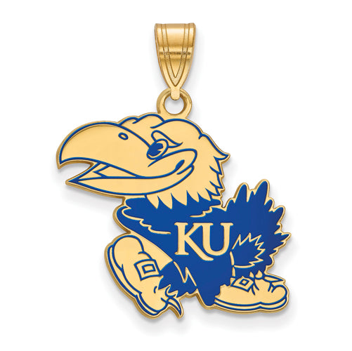 SS w/GP University of Kansas Large Enamel Pendant