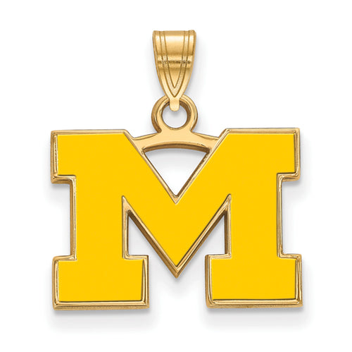 SS w/GP University of Michigan Small Enamel Pendant