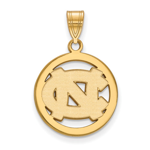 SS w/GP University of North Carolina Medium Pendant in Circle