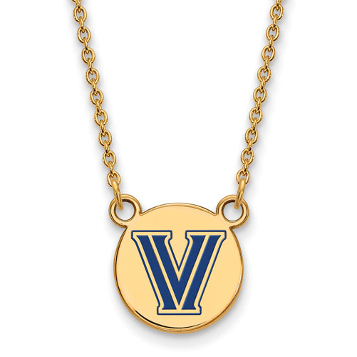 SS w/GP Villanova U Sm Enamel Disc Pendant w/Necklace