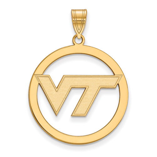 SS w/GP Virginia Tech XL VT Logo Pendant in Circle