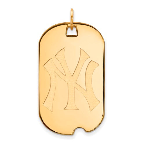 14k Gold MLB New York Yankees NY Large Dog Tag Pendant — Sports
