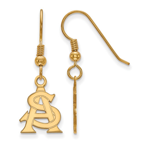 SS w/GP Ariz State University Small Interlocking "AS" Dangle Earrings