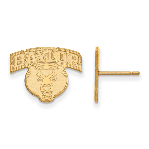 SS w/GP Baylor University Small Head Post Earrings